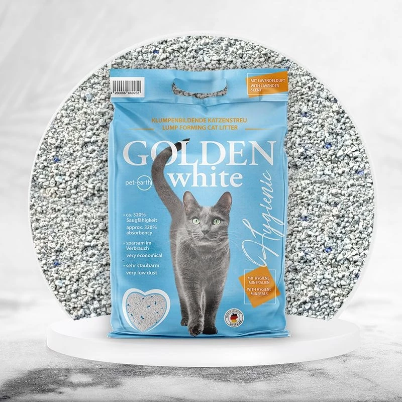 Katzenstreu Golden Grau 14 kg Bentonit klumpend, Lavendelduft, staubfrei, nicht haftend