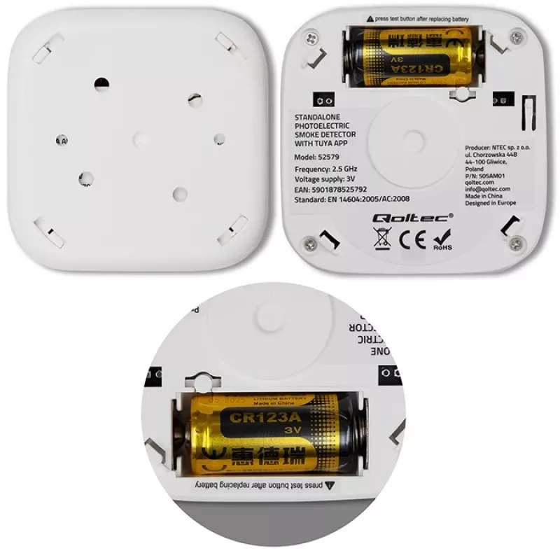 Rauchmelder mit Batterie Tuya WiFi LED