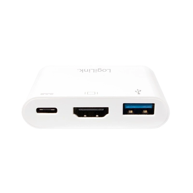 LogiLink 0,14m 2xUSB-C HDMI USB A Weiß