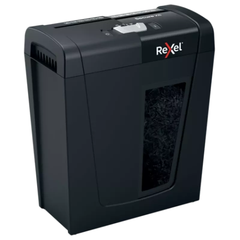 Aktenvernichter REXEL Secure X8 — Kreuzschnitt P-4, 4x40 mm, Kapazität 8 Blatt, 14 l Auffangbehälter, schwarz