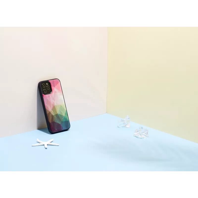 Schutzhülle iKins für Apple iPhone 12 / 12 Pro — Wasserblumen-Design, schwarz