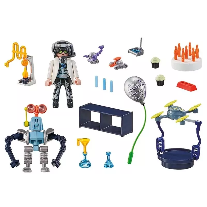Playmobil 71450 My Life: Forscher mit Robotern – Wissenschaftsparty im Labor mit Transportdrohne und Robotern – lustiges, fantasievolles Rollenspiel-Arti