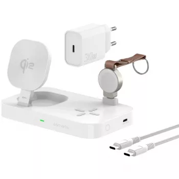 Mobilgerät-Ladegerät 4smarts 540994 Indoor DC USB kabelloses Schnellladen 12V Eingang 5V Ausgang USB-C-Anschluss Überstrom- und Kurzschlussschutz Weiß