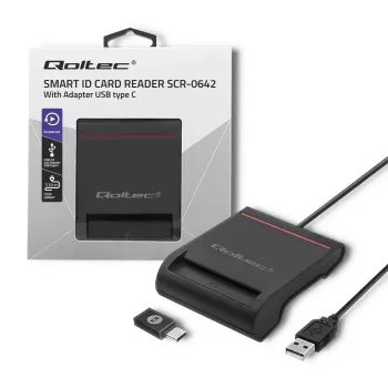 ID-Kartenleser QOLTEC Smart-Chip-ID-Kartenleser — USB, schwarz, 84,5×65×16 mm, 63 g
