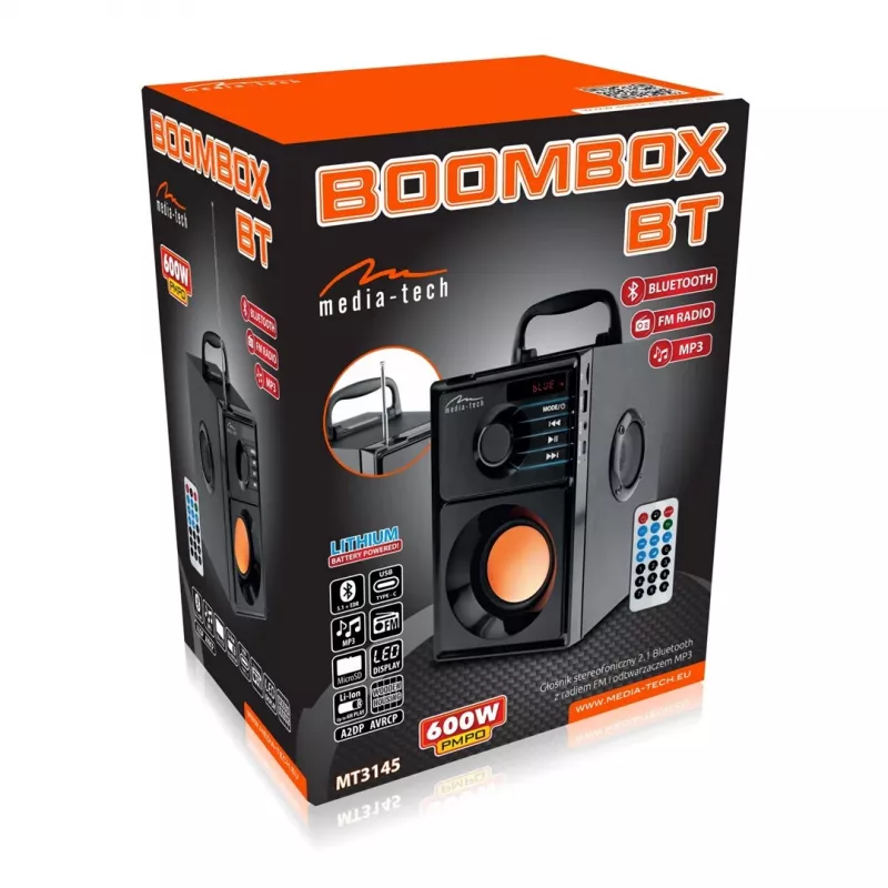 Media-Tech BOOMBOX BT 15 W Stereo tragbarer Lautsprecher Schwarz
