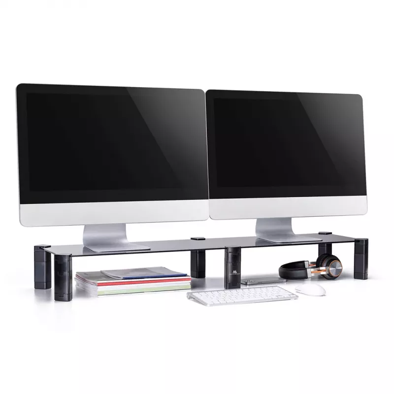 Monitorständer MACLEAN MC-936 Doppelarm, maximale Belastung 20 kg, Basis aus gehärtetem Glas