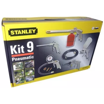 Druckluft-Werkzeugsatz STANLEY 9045718STN, 9-teilig, Metallwerkzeuge, Spiralschlauch 5 m, max. 20 bar