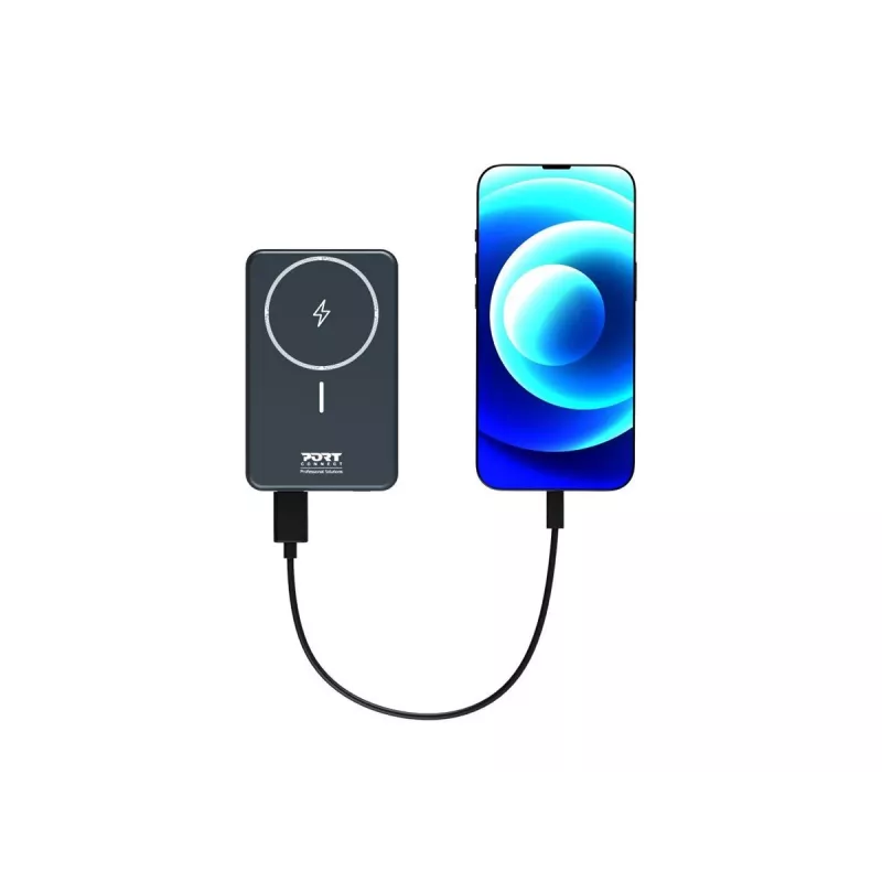 Port Designs 907005 Powerbank 10000 mAh kabelloses Laden Schwarz
