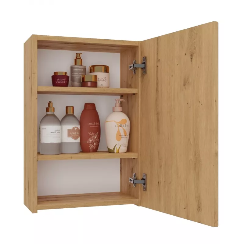 Badezimmer-Aufbewahrungsschrank Top e shop POLA 1DL ARTISAN — wandmontiert, Eichenrahmen, 400×220×600 mm, 3 Regalböden