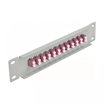 Glasfaser-Patchpanel DeLOCK 10 Zoll 12 Port LC Duplex Violett 1U Grau