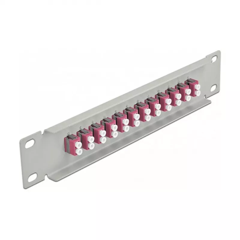 Glasfaser-Patchpanel DeLOCK 10 Zoll 12 Port LC Duplex Violett 1U Grau
