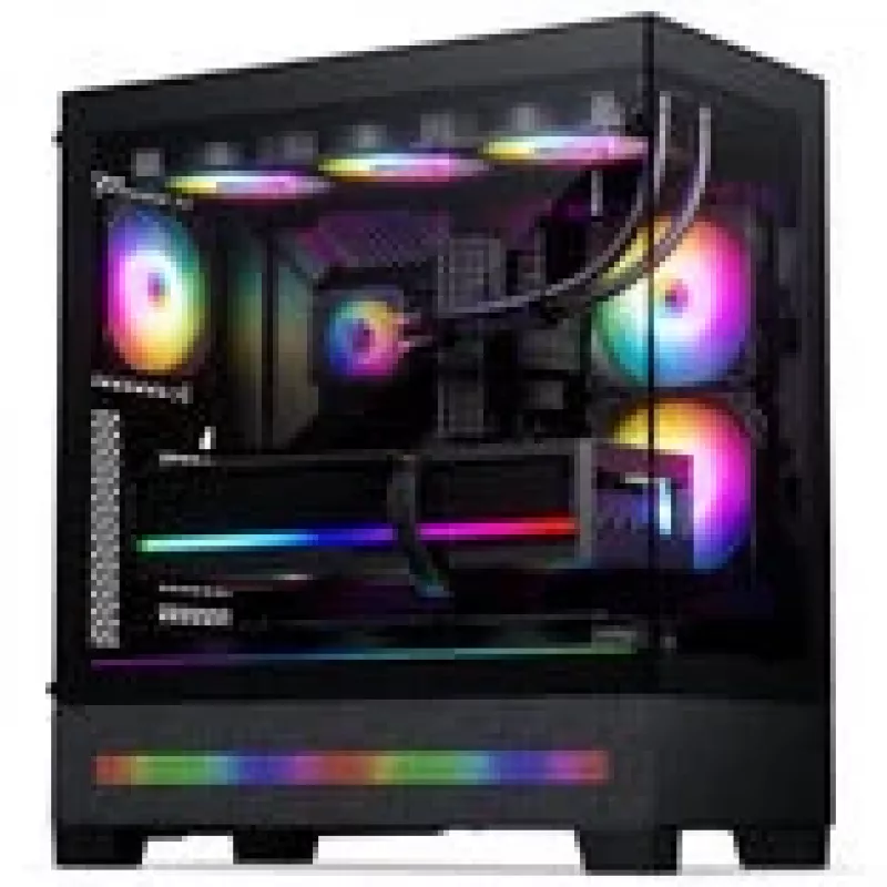 PHANTEKS XT View Matrix PC-Gehäuse, Midi-Tower, E-ATX, Temperiertes Glas, Matrix LED - schwarz (PH-XT523VM1_DBK01)