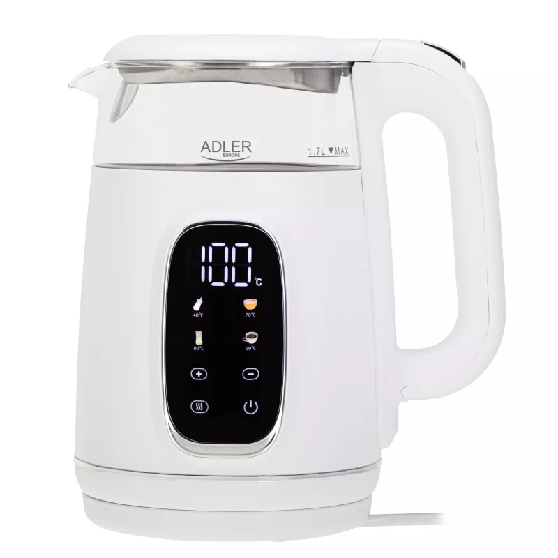 ADLER AD 1305 elektrischer Wasserkocher weiß/silber