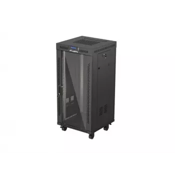 Freistehendes Rack-Gehäuse LANBERG FF01-6624-12BL 24U 19 Zoll 600×600 mm, IP20, 1200 kg, Schwarz