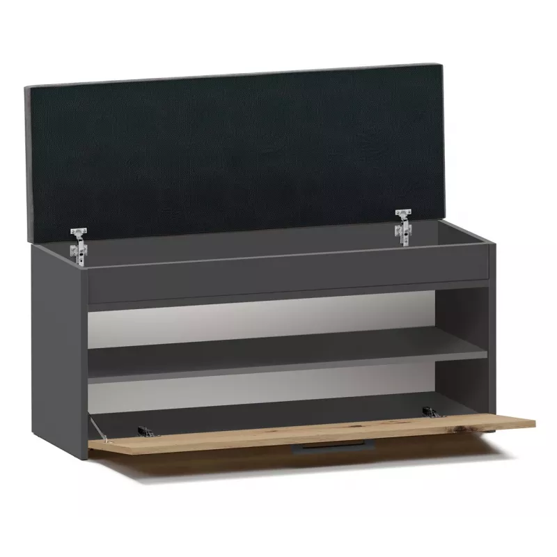 Geschlossener Schuhschrank Top e Shop PARMA — Anthrazit und Eiche, Spanplatte, 1000×490×350 mm
