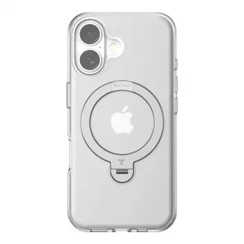 Torras Ostand Spin Hülle für iPhone 16 Plus, transparente Schutzschale