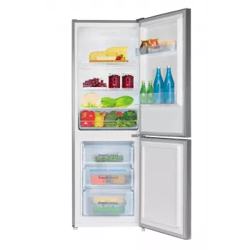 Kühl-Gefrierkombination AMICA FK2425.4UNTX(E) freistehend 277 L gesamt, Gefrierfach unten 74 L, Inverter, silber, 1593×540×550 mm