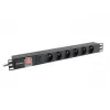 Stromverteilereinheit LANBERG PDU-06E-0200-BK — 6x Typ-E-Ausgänge, 16 A, 2 m Kabel, 1HE Rack, 220–250 V