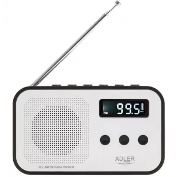 Tragbares Digitalradio Adler AD 1907 — UKW/MW, digitaler Tuner, Wecker, USB-C, 600 mAh Akku, LCD, 20 Senderspeicher, Teleskopantenne