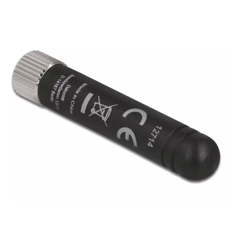 Delock WLAN 802.11 b/g/n Antenne RP-SMA Stecker 1,7 - 3,7 dBi schwarz