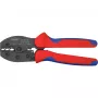Crimpwerkzeug Knipex PreciForce Modell 975236 SB — isolierte Griffe in Schwarz, Blau und Rot