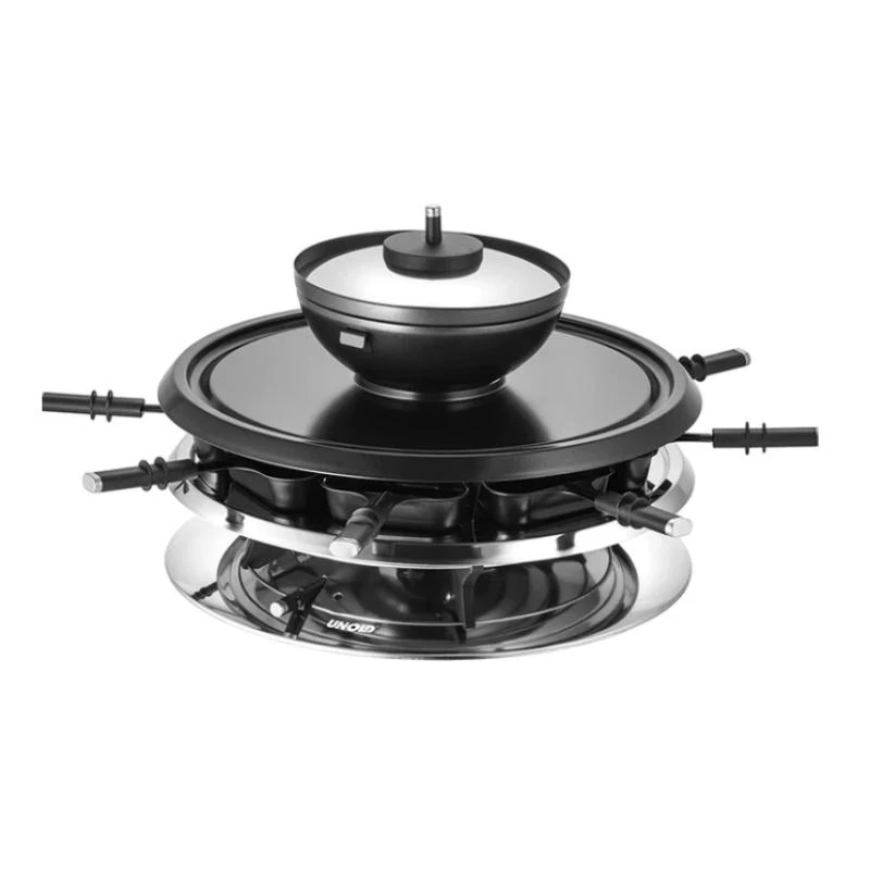 Unold 48726 Raclette-Grill für 8 Personen 1300 W Schwarz, Edelstahl