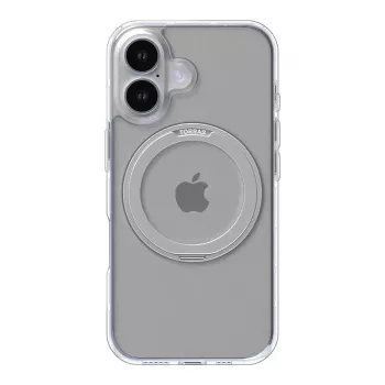 Schutzhülle für Smartphones Torras Ostand Pro für iPhone 16, transparent, schlanke Passform, unterstützt kabelloses Laden