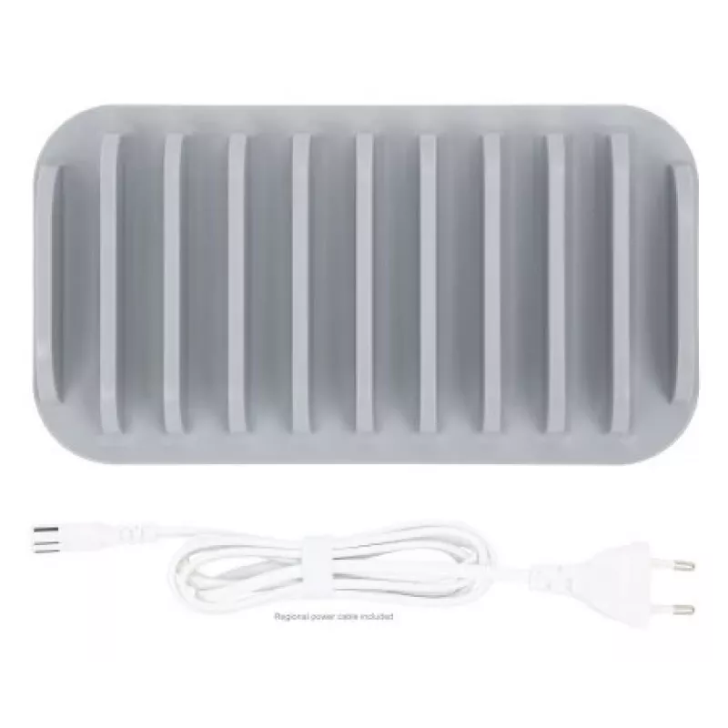 Manhattan Charging Station, 10x Ports: 3x USB-C (up to 18W PD) and 7x USB-A (up to 12W), 120W Total Output, White/Grau, Three Year Warranty