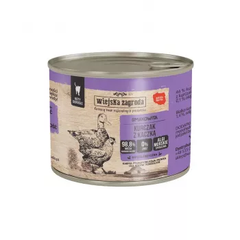 Nassfutter für Katzen wiejskazagroda Huhn mit Ente 200 g Beutel — Alleinfuttermittel für ausgewachsene Katzen, 200 g