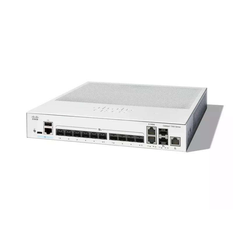 Netzwerk-Switch Cisco Catalyst C1300-12XS Managed L2/L3, 12 x 10Gb SFP+, 240 Gbit/s, 16k MAC, Rackmontage, grau