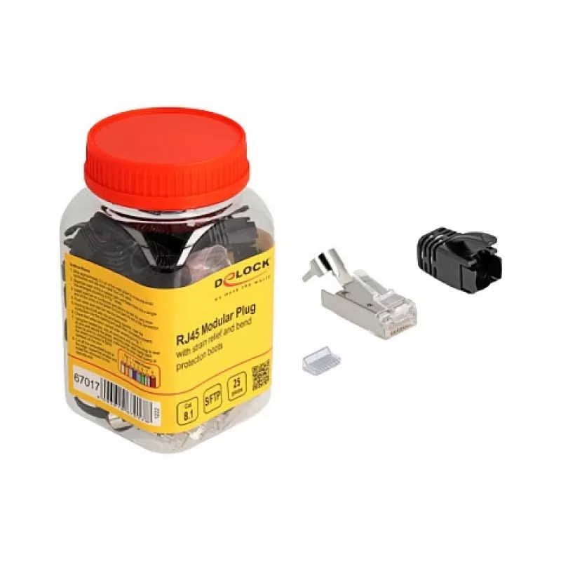 DeLOCK RJ45 Modularstecker Cat.8.1 25 Stück Set mit Zugentlastung