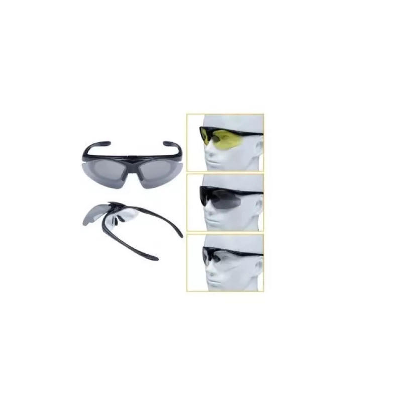 WOSPORT Schießbrille 3 austauschbare Visiere, Bandmodell 6055B