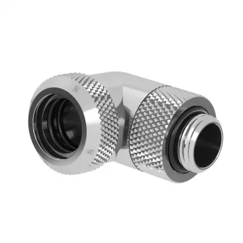 Kompressions-90°-Multi-Link-Adapter Barrow TWT90KND-K14 — G1/4-Außengewinde auf 14 mm Hartrohr, drehbar, silber