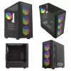 PC-Gehäuse SAVIO Noctis Flow RGB — Cube, ATX/Mini-ITX, 3x 120 mm Frontlüfter, Seitenfenster aus gehärtetem Glas, max. GPU 35 cm