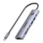 USB-C-Hub Unitek H1124AGY01 mit 100W PD, HDMI 2.0, 2x USB‑A, 2x USB‑C, SD/microSD-Kartenleser — Aluminium