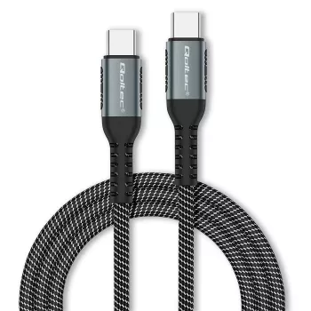 Qoltec Kabel USB 2.0 Typ C auf USB 2.0 Typ C 100W QC 3.0 PD 1m Schwarz