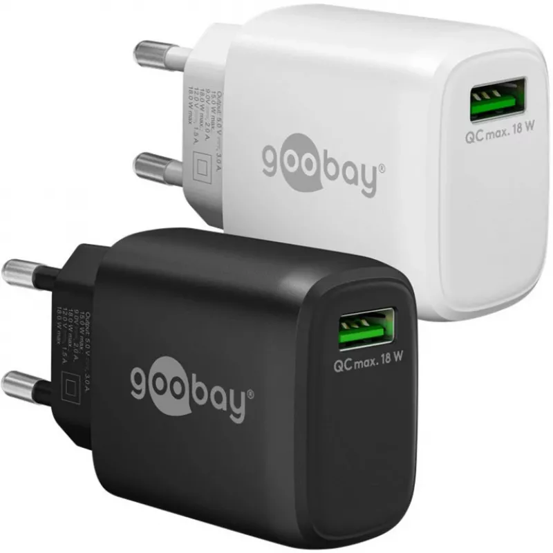 USB-A QC Fast Charger (18 W) (schwarz)