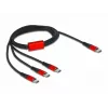 USB-Ladekabel DeLOCK 3 in 1 USB Type-C auf 3 x USB Type-C 1 m schwarz/rot