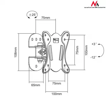 Wandhalterung MACLEAN MC-670 — verstellbar, bis zu 20 kg, VESA 100x100, für 13–27-Zoll-Monitore, schwarz