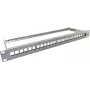 19-Zoll Keystone Patchfeld 1HE 24-Port mit Kabelzugentlastungsschiene, helos 371981, grau