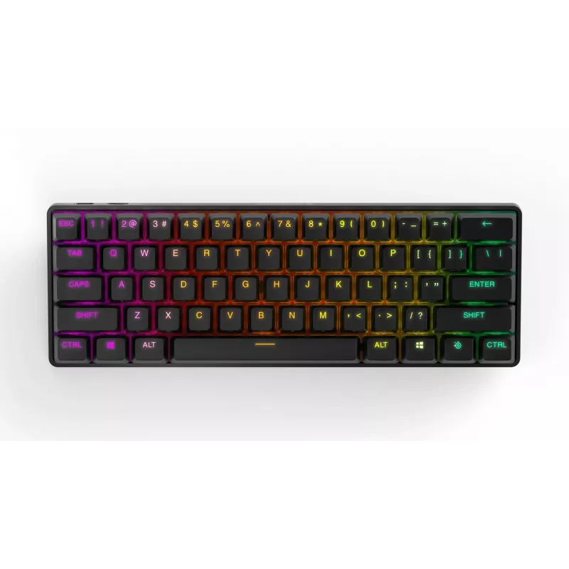 Mechanische Gaming-Tastatur STEELSERIES Apex Pro Mini Wireless — 60% Formfaktor, USB + RF Wireless + Bluetooth, QWERTY US, Schwarz