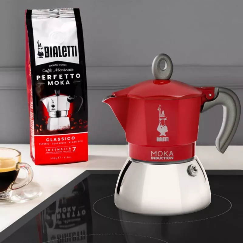 Bialetti Moka Induction 0,1 L Rot Silber