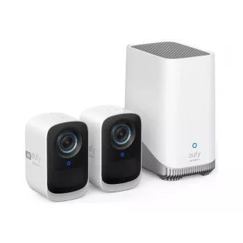 Eufy Security S300 EufyCam 3C 2-Kamera-Set Überwachungskamera Außen kabellos, 4K-Kamera, erweiterbarer lokaler Speicher bis zu 16 TB, Gesichtserkennungs-KI