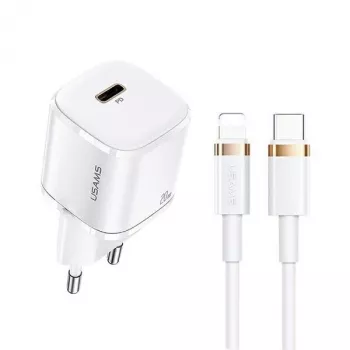 Tragbares Telefonladegerät usams T36 mit 1x USB-C PD3.0 und integriertem Lightning-Kabel