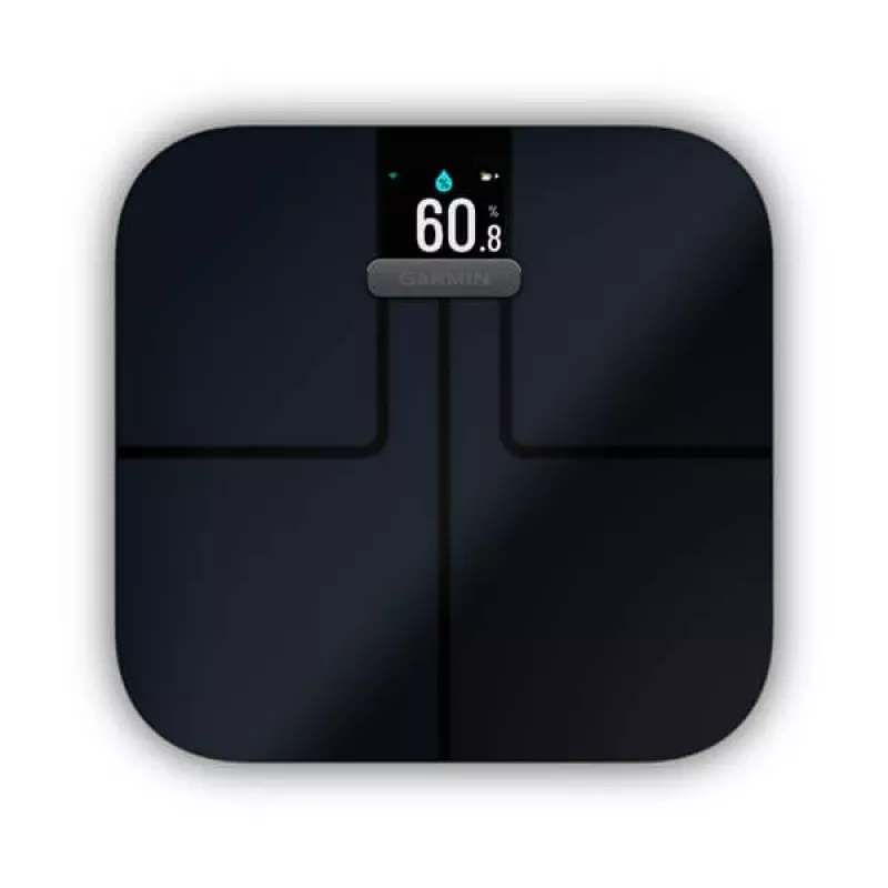Elektronische Personenwaage GARMIN Index S2 — schwarz, max. 181,4 kg, Wi‑Fi/Bluetooth, Körperzusammensetzung