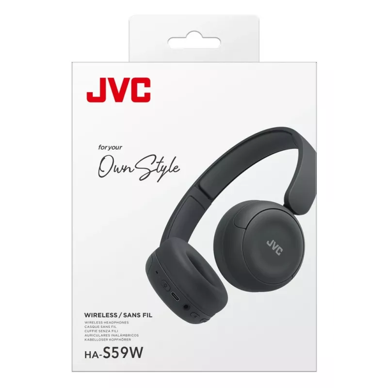 Headset JVC HA-S59W — kabelgebunden & kabellos Bluetooth, USB‑C, supra-aural, 20–20000 Hz, 1,2 m Kabel, 148 g, schwarz