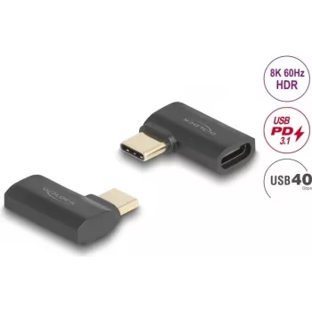 USB-Adapter DeLOCK 60245 40 Gbps USB Type-C PD 3.1 240 W abgewinkelt
