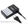 Akkuladegerät everActive NC450B — 4‑Zellen AAA-Ladegerät, 110/230V AC, schwarz