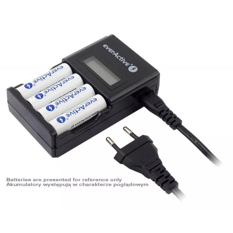 Akkuladegerät everActive NC450B — 4‑Zellen AAA-Ladegerät, 110/230V AC, schwarz