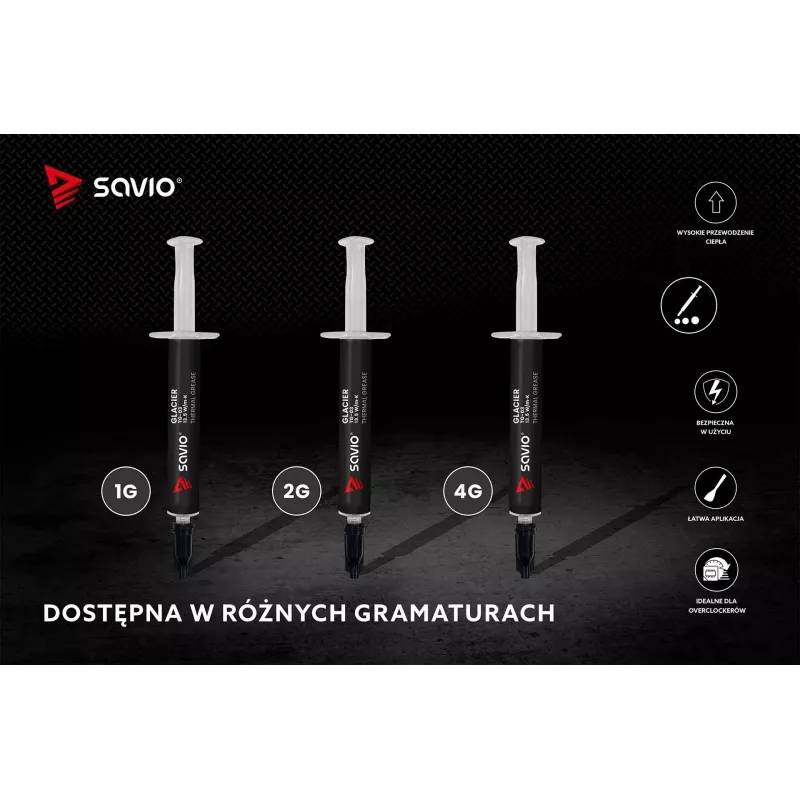 Wärmeleitpaste SAVIO TG-03 1 g — 13,5 W/m·K, grau, inklusive Applikator und Spatel